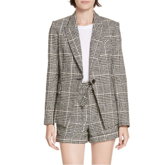Veronica Beard Rhett Dickey Blazer In Black/Cream Plaid - Picture 4 of 15